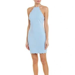 Likely Revolve Everly Baby Blue Scalloped Halter Dress